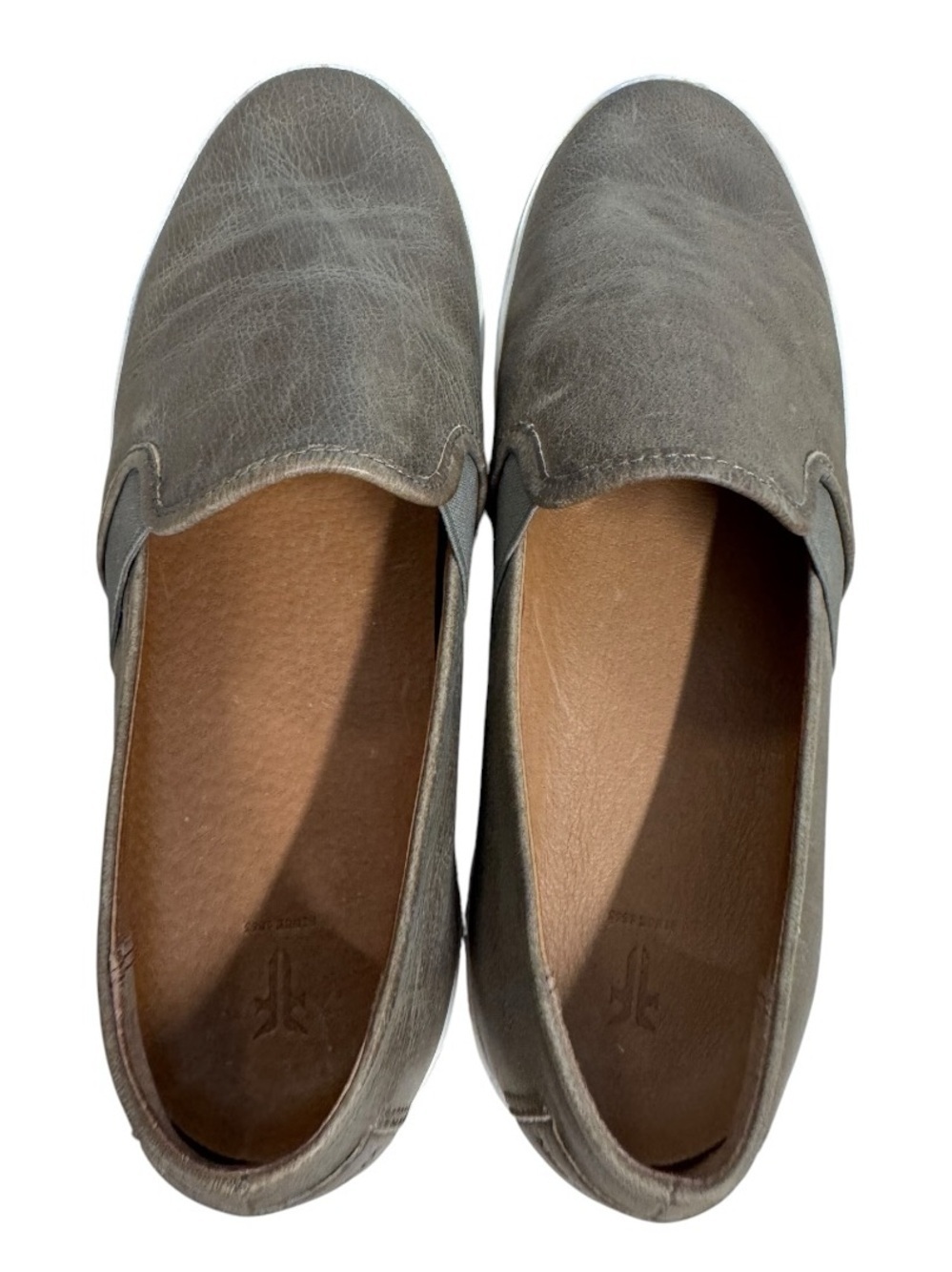 Frye Dylan Slip On Sneakers Gray Distressed Leather Casual Shoes Women US 8.5 - Picture 5 of 10